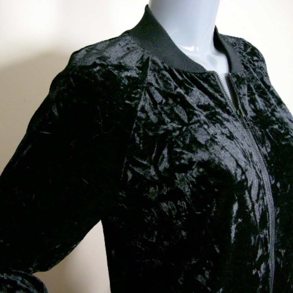 NWT Tavik Camden Bomber Jacket Black Burnout Crushed Velvet